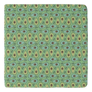 Fun Avocado Half Greenery Pattern Trivet
