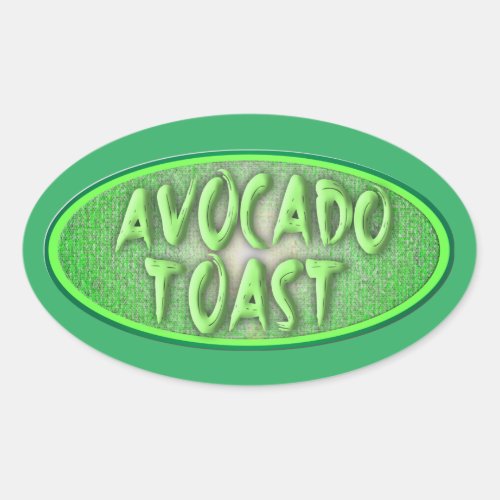 Fun Avocado Toast Love Retro Decal Oval Sticker