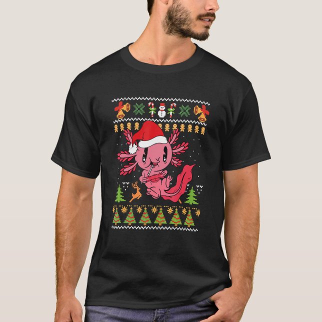Fun Axolotl Gamer Axolotl  Ugly Christmas Sweater (Front)