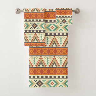 Fun Aztec pattern number seven towel set