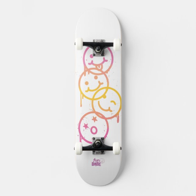 Fun Babe: Triple Smiley Cruiser Skateboard (Front)