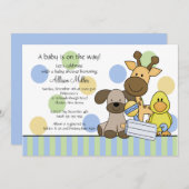 Fun Baby Animals Boy Baby Shower Invitation (Front/Back)