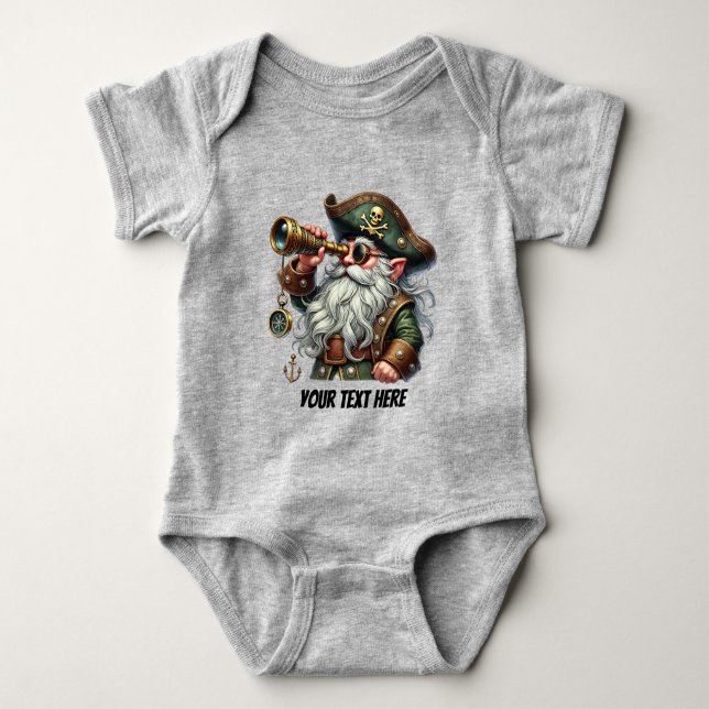 Fun baby boy pirate customizable bodysuit (Front)