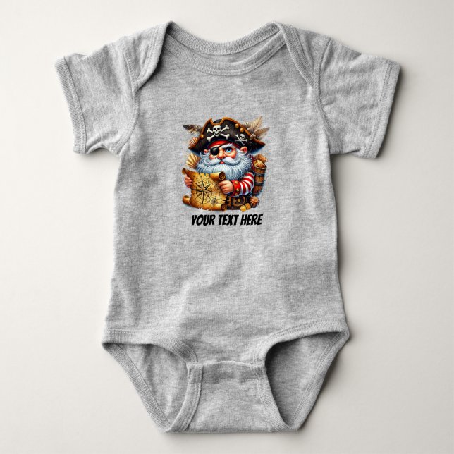 Fun baby boy pirate customizable  bodysuit (Front)