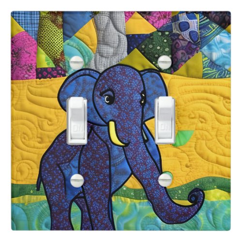 Fun Baby Elephant _ Quilt Like Design Light Switch Cover