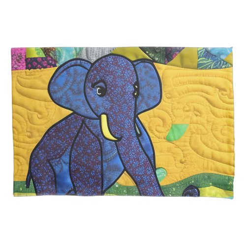 Fun Baby Elephant _ Quilt Like Design Pillow Case