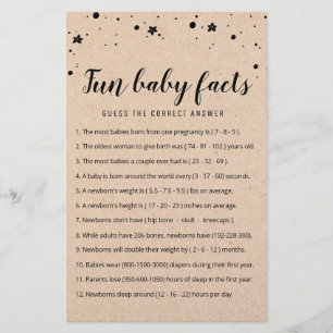 Fun Baby Facts Game with Answers Baby Shower party