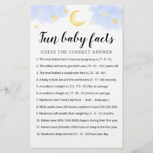 Fun Baby Facts Game with Answers Baby Shower party