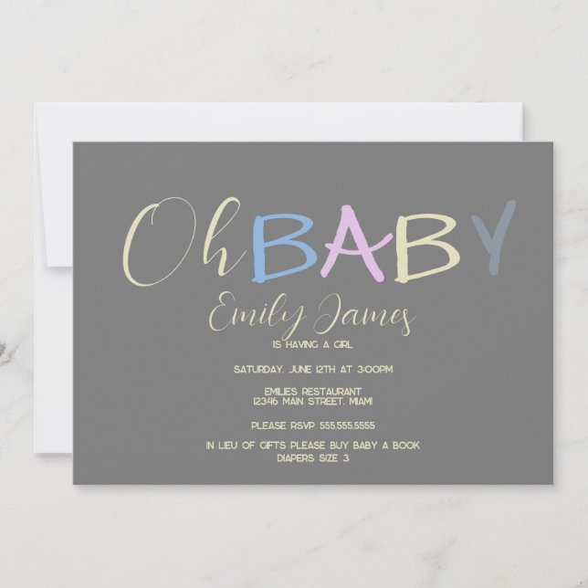 Fun Baby Letters Hand Drawn Font Baby Shower Invitation (Front)