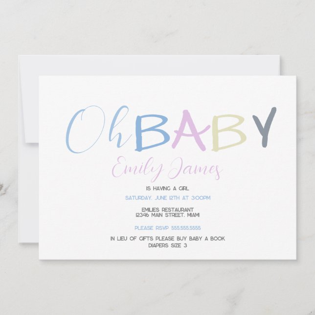 Fun Baby Letters Hand Drawn Font Baby Shower Invitation (Front)