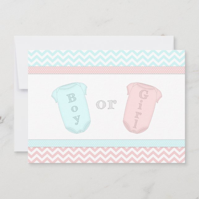 Fun Baby One Piece Gender Reveal Party Invitation (Front)