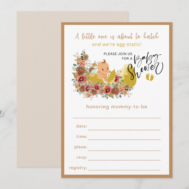 Fun Baby Shower Fill In Invitation No 1 (Front/Back)