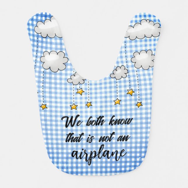 Fun Baby Text on Gingham  Bib (Front)