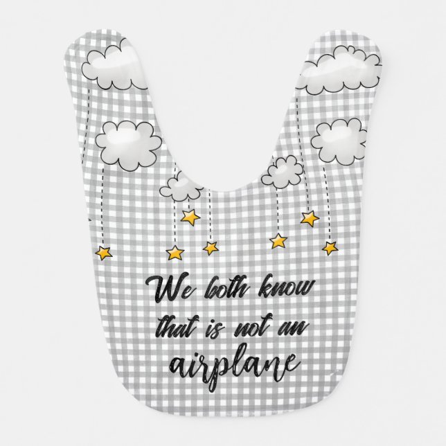 Fun Baby Text on Gingham Bib (Front)
