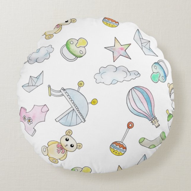 Fun Baby Things Round Pillow (Front)