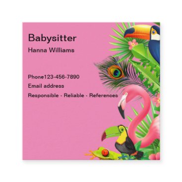 Fun Babysitter Animals Theme Square Business Card Fun Babysitter Animals Theme Square Business Card