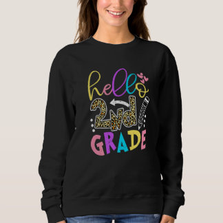 Fun Back To School Cute Hello 2nd Grade Leopard Fi Sweatshirt