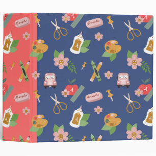 Fun Back To School Kid’s School Supplies Pattern 3 Ring Binder