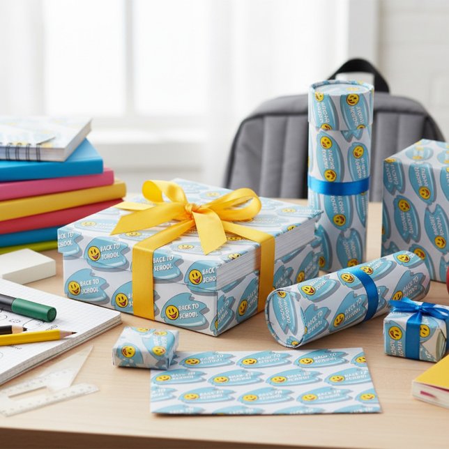 Fun Back to School Smiley Face  Wrapping Paper (Creator Uploaded)