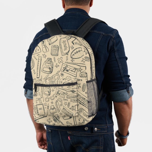 Fun backpack design with simple school objects. (Insitu (Model))