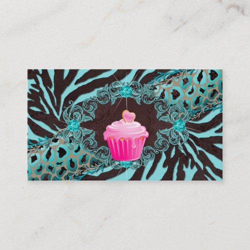 Fun Bakery Business Card Cupcake Zebra BBP