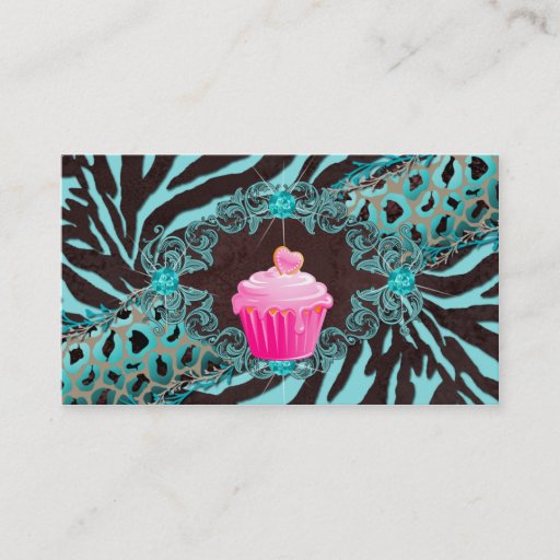 Customizable Fun Bakery Business Card Cupcake Zebra BBP