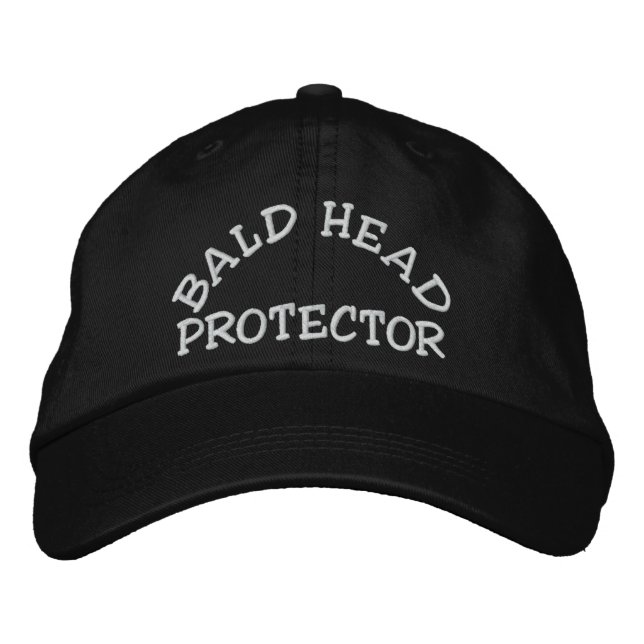 Fun Bald Head Protector Device Embroidered Baseball Hat (Front)