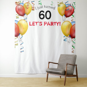 Fun Balloon 60th Birthday Backdrop, Photo Booth