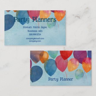 Fun Balloon Party or Event Planners Business Card