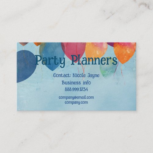 Fun Balloon Party or Event Planners Business Card