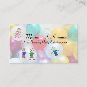 Fun Balloons Kids Birthday Party Entertainment Business Card by HappyGabby at Zazzle