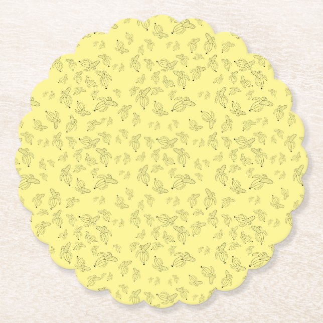 Fun banana pattern, yellow paper coaster (Front)