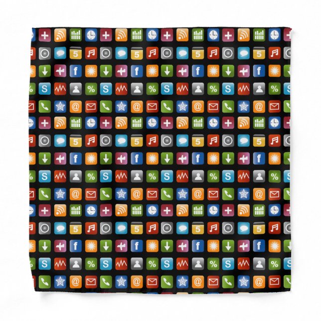Fun bandana with colorful smartphone app print (Front)