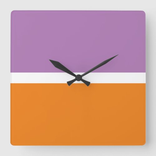 Fun Banded Lavender Purple Orange Color Blocks Square Wall Clock