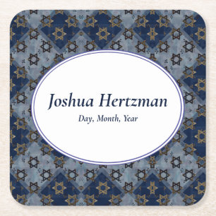 Fun Bar Mitzvah Mazel Tov Square Paper Coaster