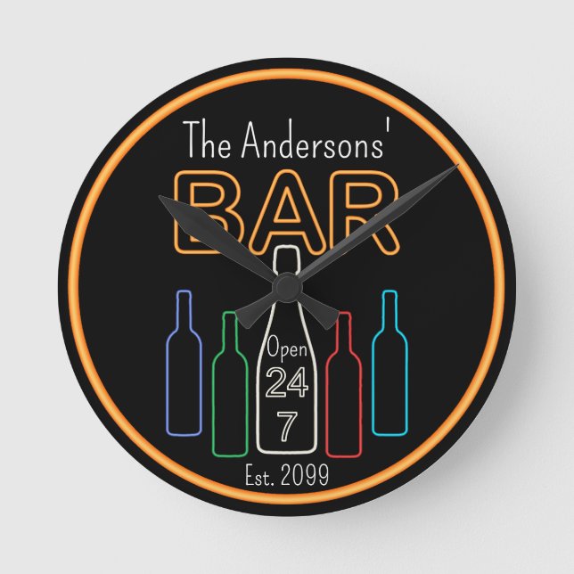 Fun Bar Pub Man Cave Wall Clock (Front)