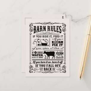 Fun Barn rules add message guest Postcard