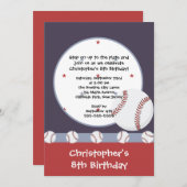 Fun Baseball Boys Birthday Party Invitations (Front/Back)