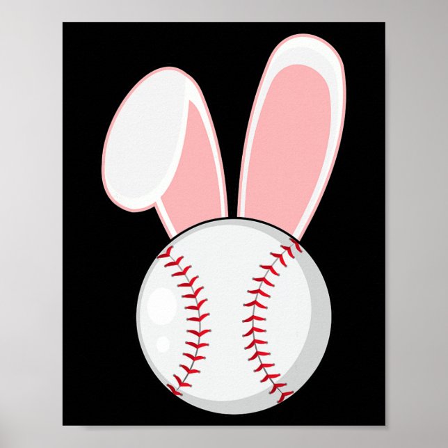 Fun Baseball Bunny Easter Kids Boys Toddler  Poster (Front)