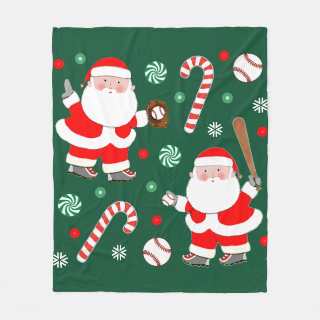 Fun Baseball Christmas Decor Fleece Blanket (Front)