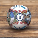 Fun Baseball Player Number & Name Photo Collage<br><div class="desc">Fun and unique gift for your all-star baseball player. Custom personalized baseball features players' photos and a fun baseball bat emblem design customized with the baseball players' jersey number, name, year, and the team name or baseball league name. Baseball also features the player's position. Makes a great birthday gift, a...</div>