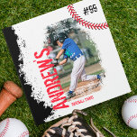 Fun Baseball Team Athletic Sport Team Grunge Photo 3 Ring Binder<br><div class="desc">Unique personalized baseball card binder design for your baseball cards, or photo album. The design features a rustic gunge-style design with white and black grunge textures. Personalize the cover with your favorite photo along with your custom text and team jersey number. Red baseball stitching frames the edge of the design....</div>