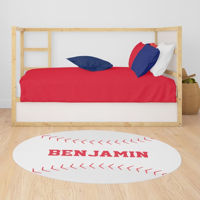 Fun Baseball Themed Personalized Kids Rug (Creator Uploaded)