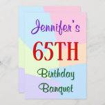 [ Thumbnail: Fun, Basic "65th Birthday Banquet" Invitation ]