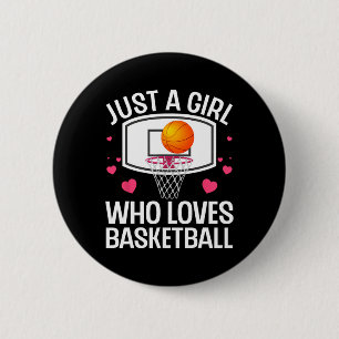 Fun Basketball Art For Girl Women College Basketba Button