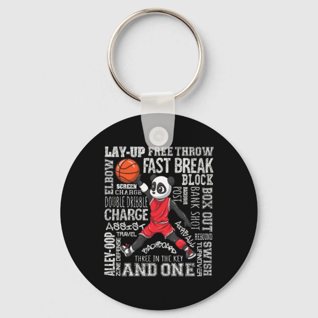 Fun Basketball  Boys Girls Cute Panda Gifts Kids  Keychain (Front)