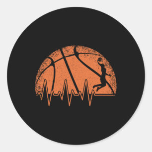 Fun Basketball Heartbeat Basketball Player Classic Round Sticker