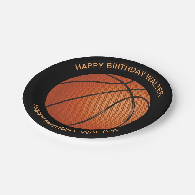 Fun Basketball Mens Birthday Paper Plates (Angled)