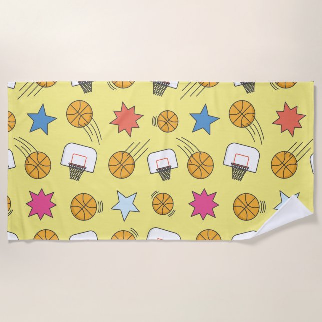 Fun basketball pattern beach towel (Front)
