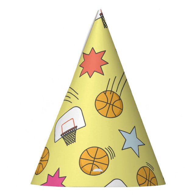 Fun basketball pattern party hat (Left)